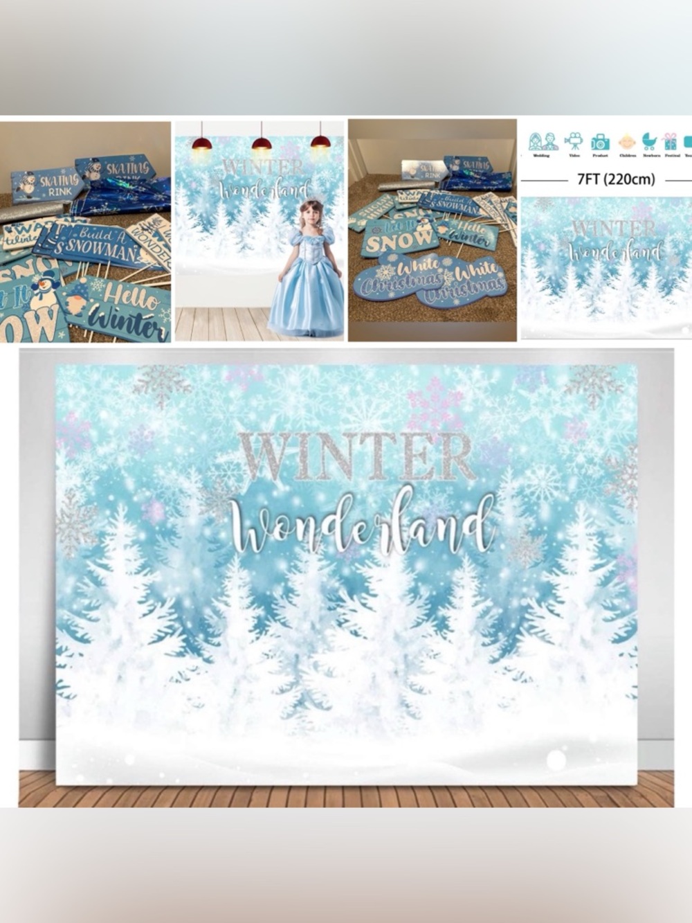 Winter Wonderland Decorations back drop and props